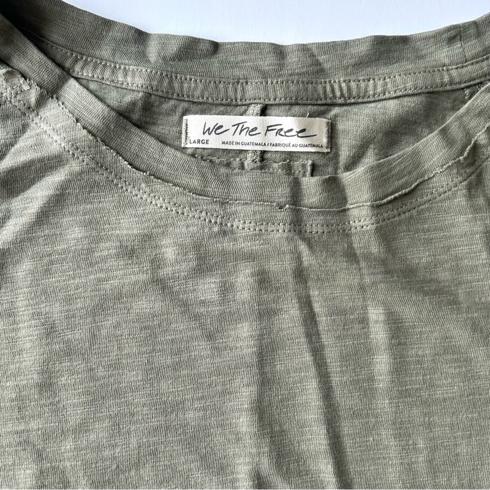 🍒(A272) NEW Free People Arden Long Sleeve Tee. Washed Olive Green. Size: Large - Picture 8 of 14